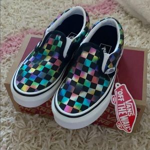 Girls Vans Iridescent Check Slip-on Sz12 NWT/NIB